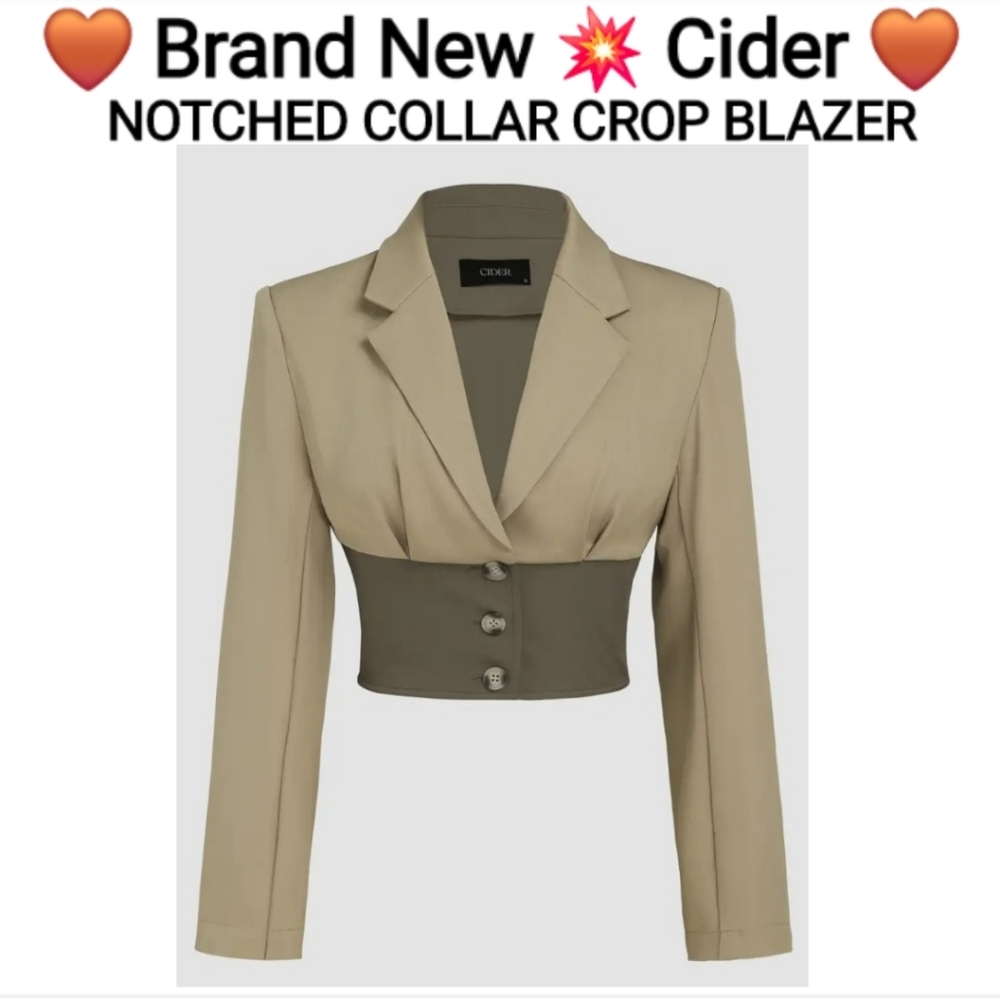 Cider Tan Notched Collar Crop Blazer Size L